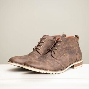 Ferro Aldo Distressed Brown Leather Ankle Boots Sz 10 Smart Casual‎ Chukka Dress